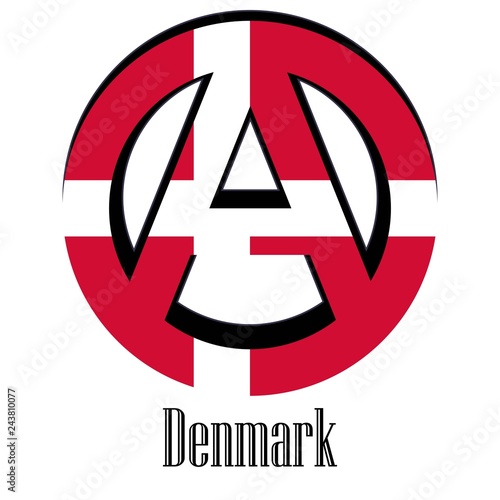 Flag of Denmark of the world in the form of a sign of anarchy