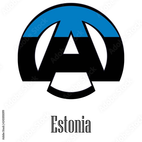 Flag of Estonia of the world in the form of a sign of anarchy