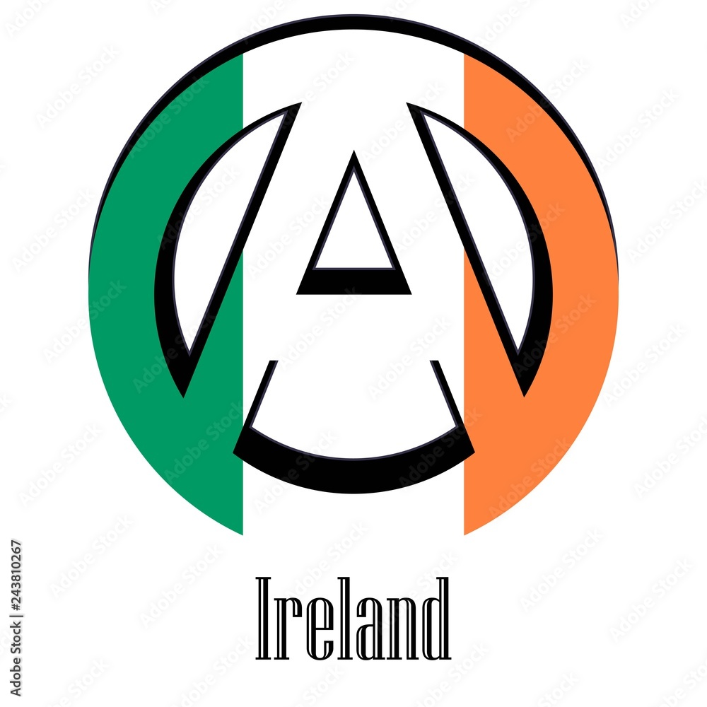 Fototapeta premium Flag of Ireland of the world in the form of a sign of anarchy
