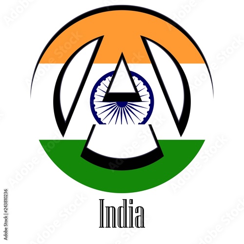 Flag of India of the world in the form of a sign of anarchy