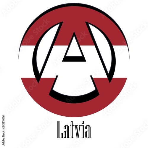 Flag of Latvia of the world in the form of a sign of anarchy