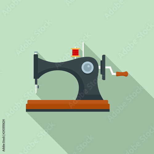Vintage sew machine icon. Flat illustration of vintage sew machine vector icon for web design