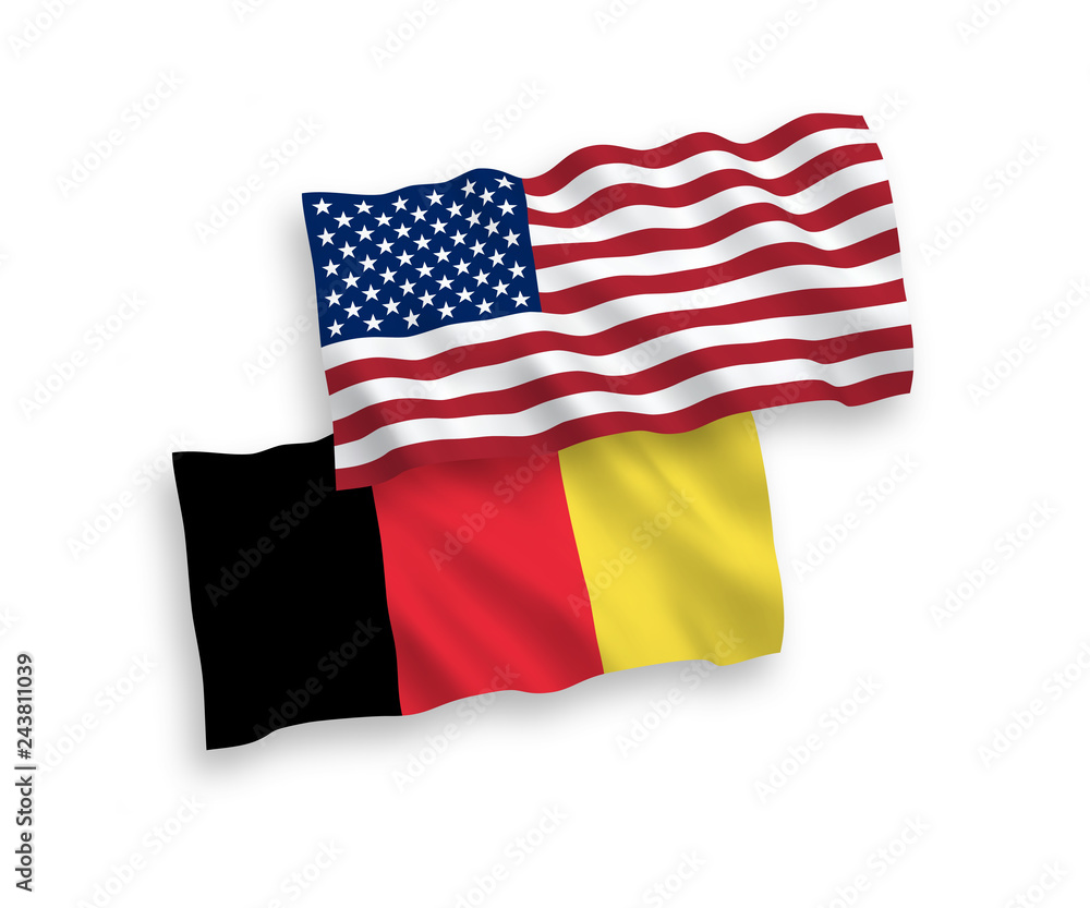Fototapeta premium Flags of Belgium and America on a white background