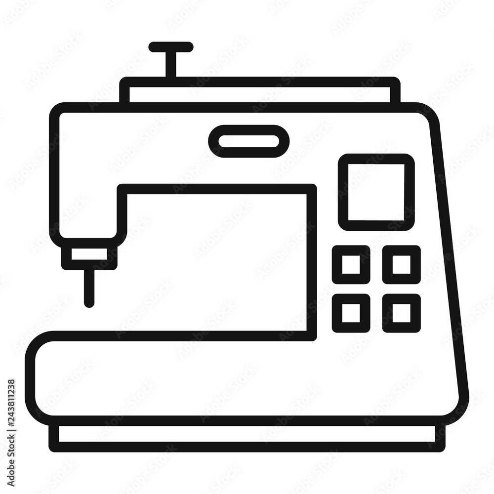 Modern sew machine icon. Outline modern sew machine vector icon for web design isolated on white background Modern sew machine icon. Outline modern sew machine vector icon for web design isolated on white background