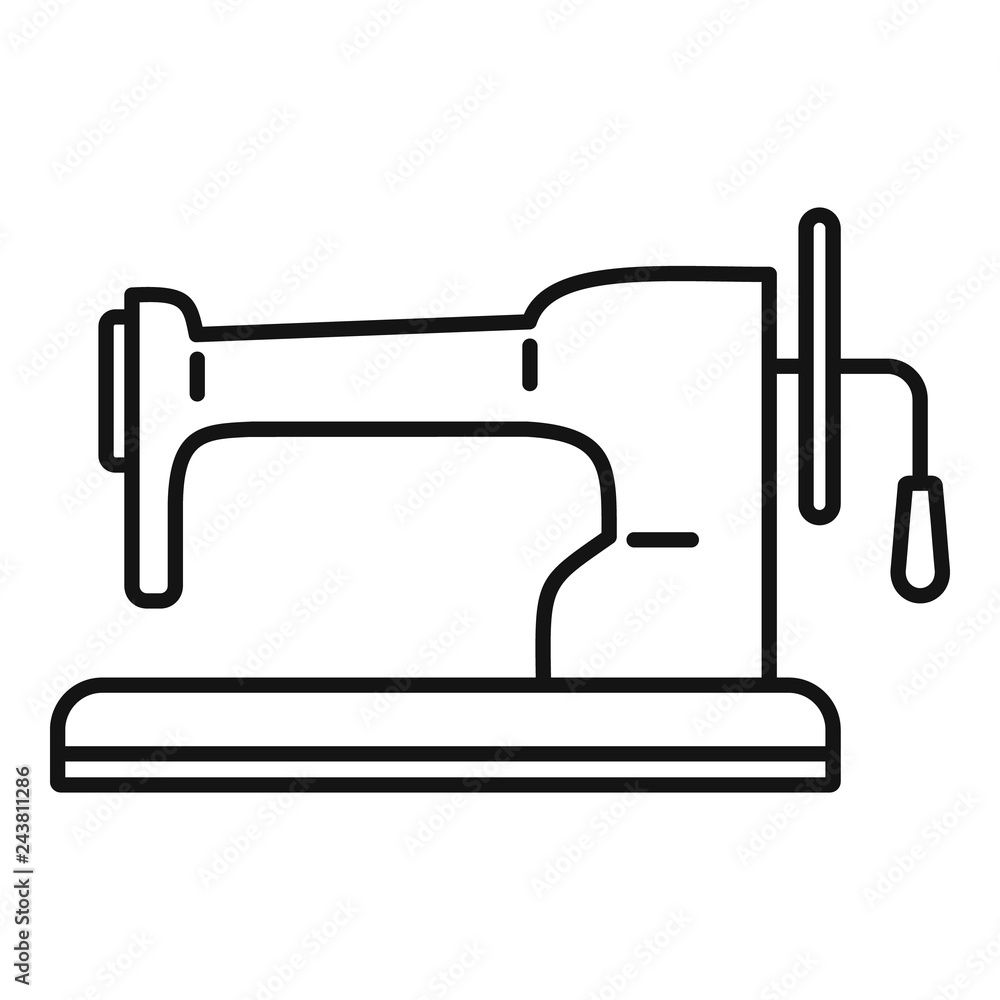 Retro sew machine icon. Outline retro sew machine vector icon for web design isolated on white background Retro sew machine icon. Outline retro sew machine vector icon for web design isolated on white background
