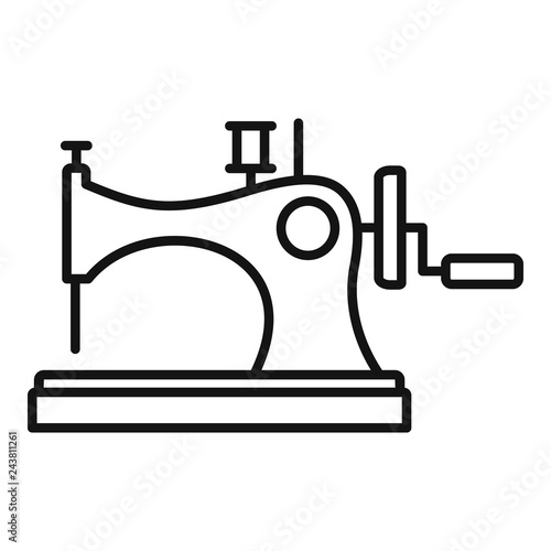 Vintage sew machine icon. Outline vintage sew machine vector icon for web design isolated on white background