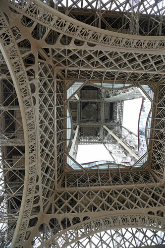 Eiffel tower view from below in the city of Paris