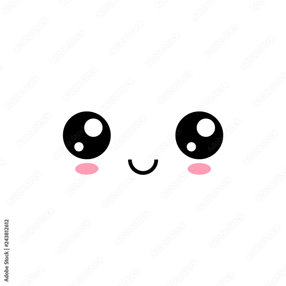 Happy Kawaii Face, Cute Japanese Emoji Stock Vector | Adobe Stock
