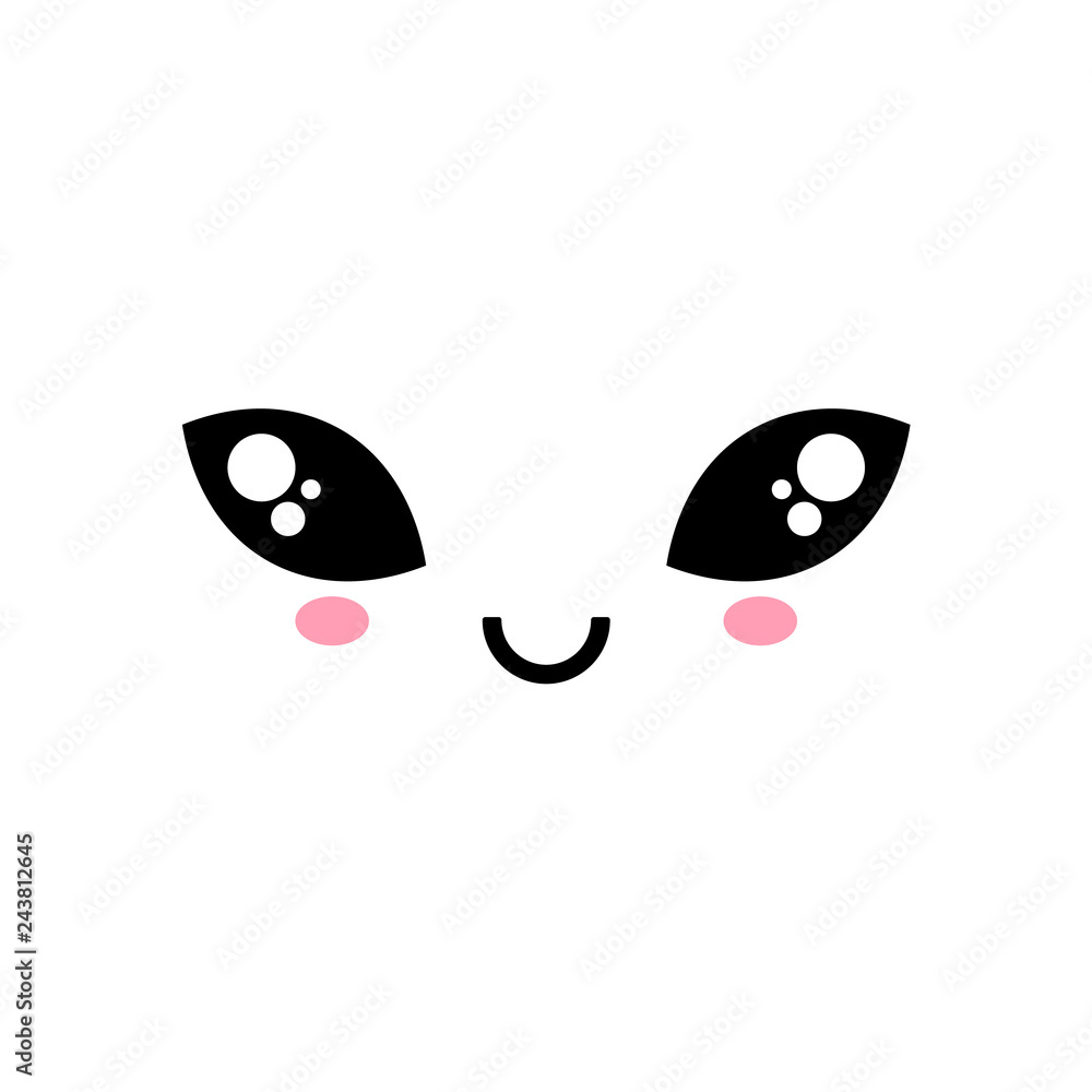 Alien Eyes, Happy Kawaii Face, Cute Japanese Emoticons / Emojis vector de  Stock | Adobe Stock