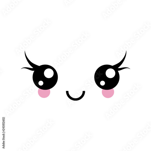 Happy Kawaii Face With Eyelashes, Cute Manga Eyes