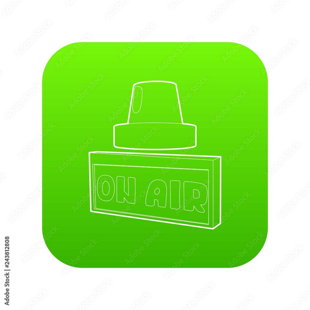 On air sign icon green vector isolated on white background On air sign icon green vector isolated on white background