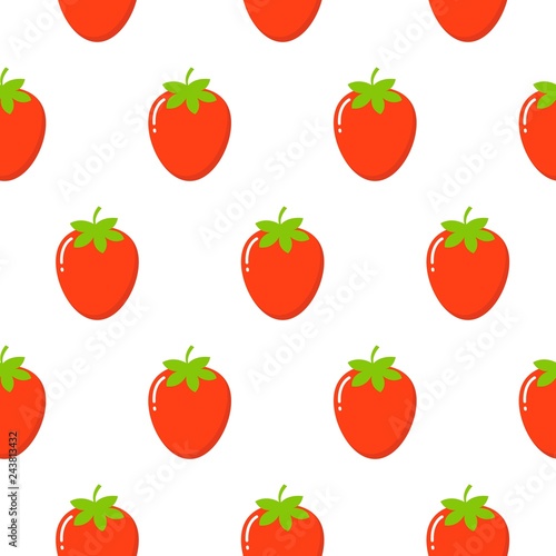 Strawberry vector pattern background, Fruit illustration on white background