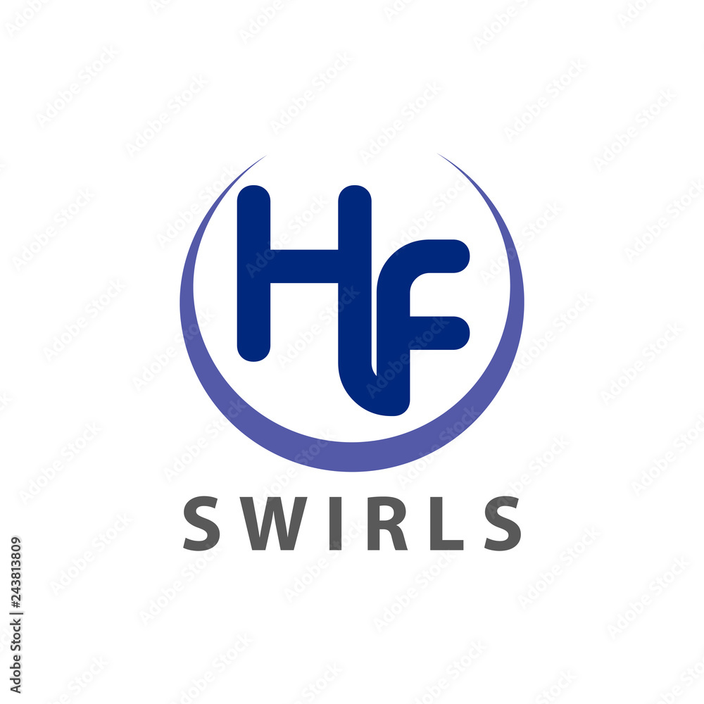 Swirls initial letter HF logo concept design. Symbol graphic template element Swirls initial letter HF logo concept design. Symbol graphic template element
