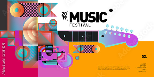 Vector Colorful Music Festival for Event Banner and Poster. Colorful Geometric Abstract Background Template in Eps10.