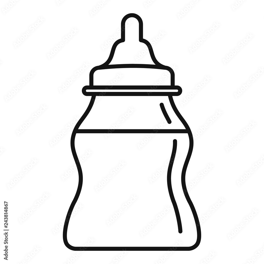Baby milk bottle icon. Outline baby milk bottle vector icon for web design isolated on white background Baby milk bottle icon. Outline baby milk bottle vector icon for web design isolated on white background