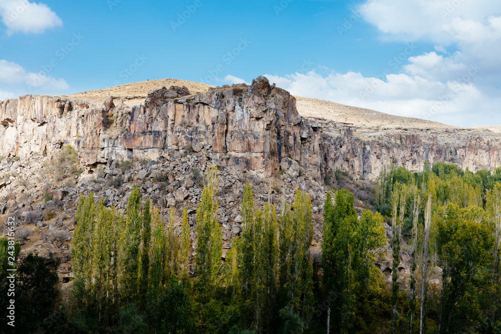 View into the Ihlara Valley, a popular destination in Cappadocia/ Turkey