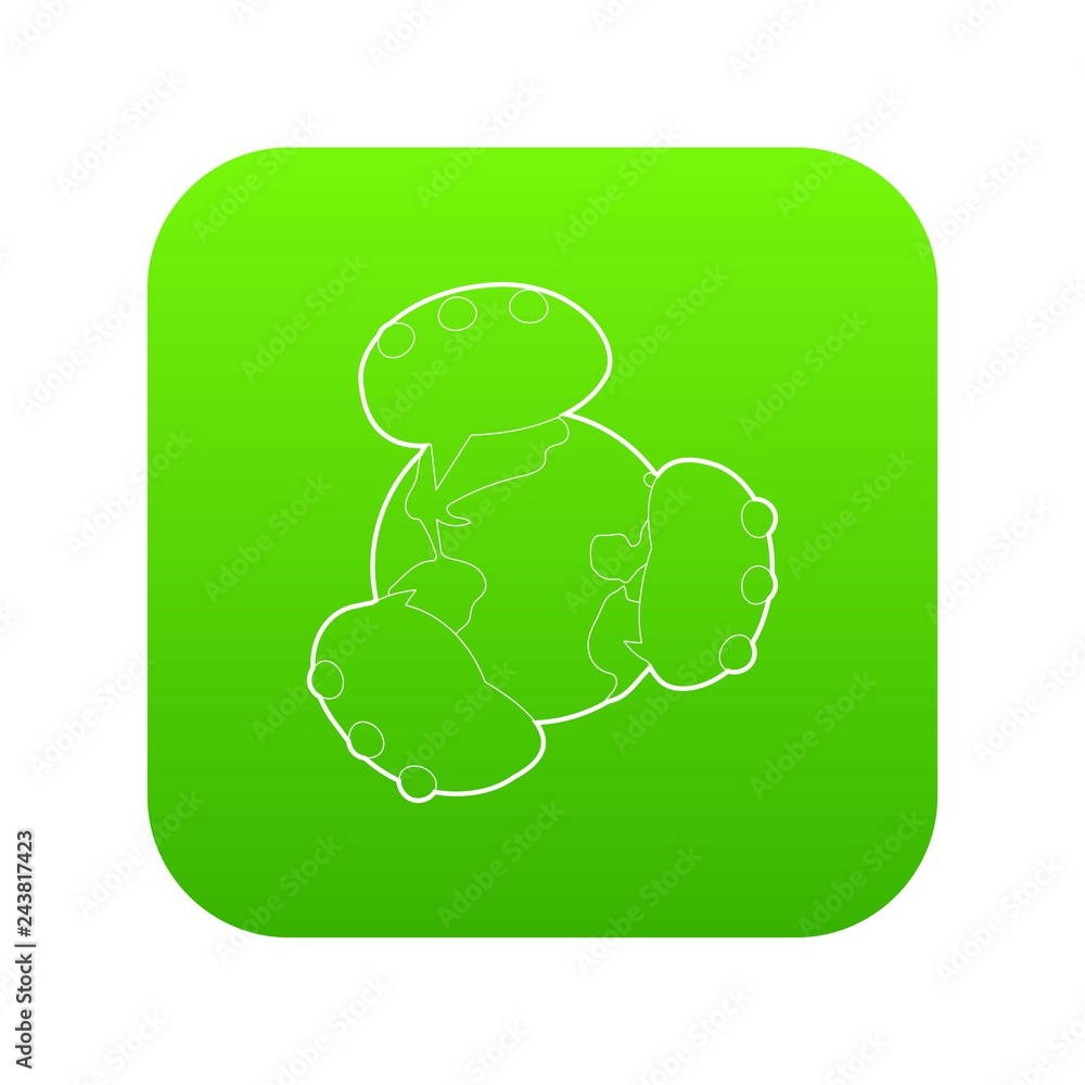 Global communication icon green vector isolated on white background