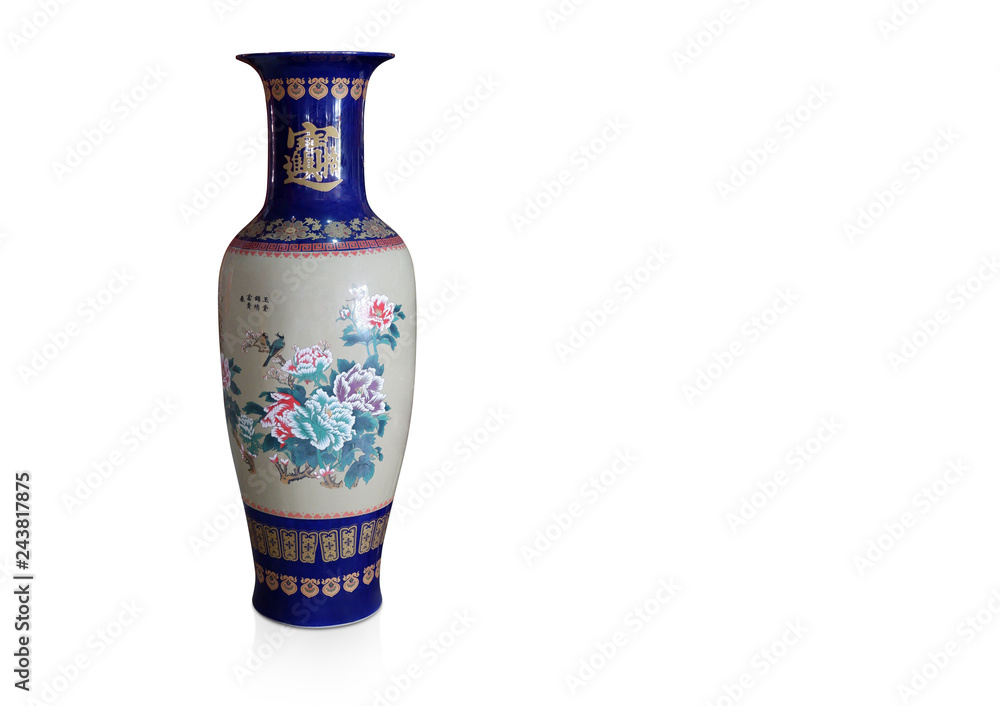 Do cut big vase on white background, copy space Do cut big vase on white background, copy space