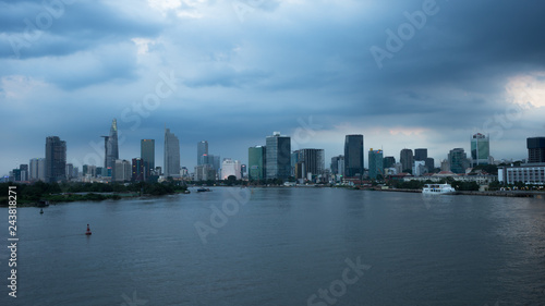 Beautiful landscape sunset of Ho Chi Minh city or Sai Gon, Vietnam. Royalty high-quality free stock image of Ho Chi Minh City with skyscraper buildings. Ho Chi Minh city is the biggest city in Vietnam © kiet