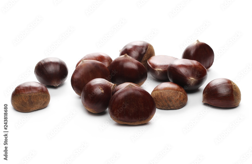 Edible chestnuts isolated on white background Edible chestnuts isolated on white background