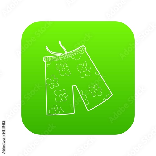 Shorts for swimming icon green vector isolated on white background