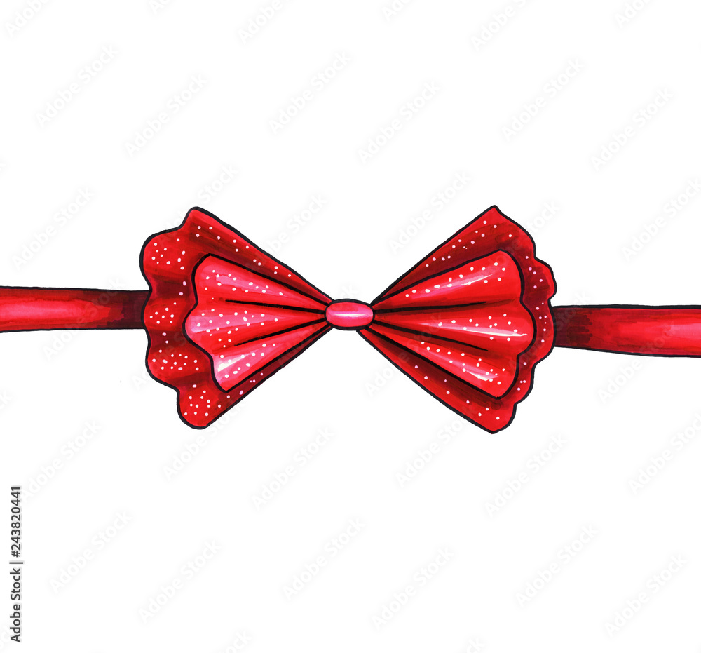 Red ribbon illustration,, Red Bow Ribbon, necktie, party, bow Tie