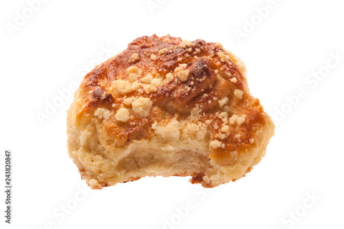 Sweet puff pastry bun isolated