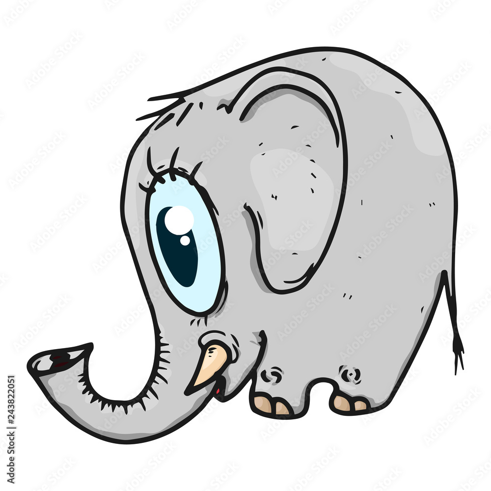 Elephant hand drawn. Vector illustration of cartoon elephant. Sad little  elephant.. Stock Vector | Adobe Stock