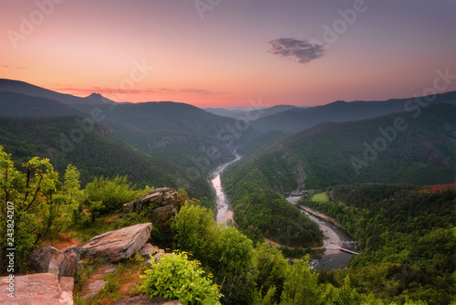 Spring mountain   Panoramic view of a spring forest and meanders of Arda river near Kardzhali  Bulgaria     Image