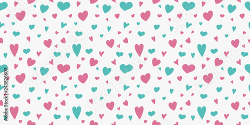 Cute seamless texture with colorful hearts. Valentine's Day, Mother's Day and Women's Day. Vector