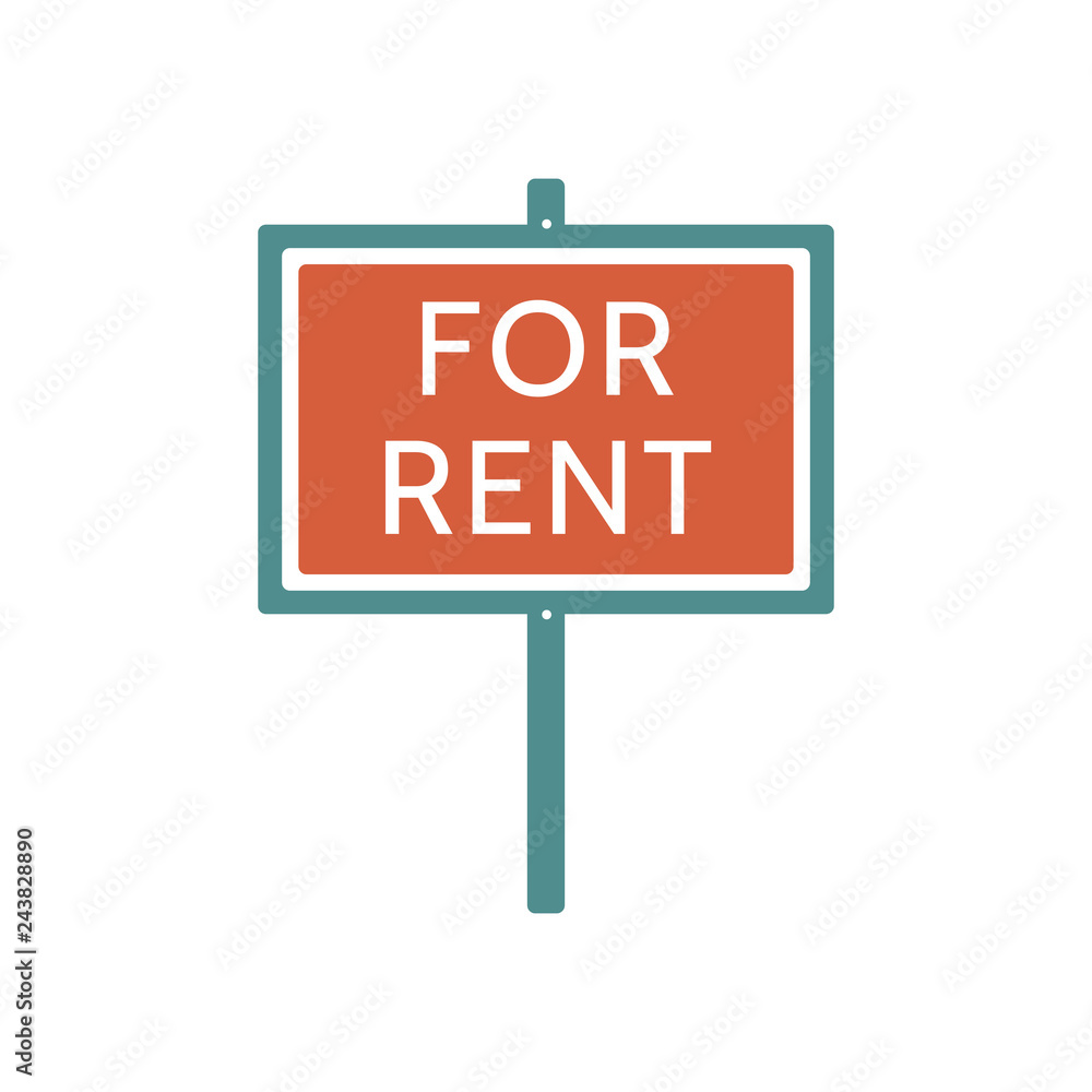 For rent green vector sign. Isolated on white background. Concept for renting apartments and houses. Real estate illustration. For rent green vector sign. Isolated on white background. Concept for renting apartments and houses. Real estate illustration.