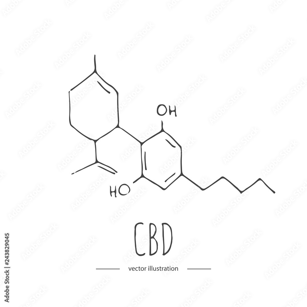 Hand drawn doodle CBD chemical formula.Cannabis icon. Vector illustration sketchy symbol. Cartoon concept elements , Medical Use of Marijuana concept, Drug legalization sign Hand drawn doodle CBD chemical formula.Cannabis icon. Vector illustration sketchy symbol. Cartoon concept elements , Medical Use of Marijuana concept, Drug legalization sign