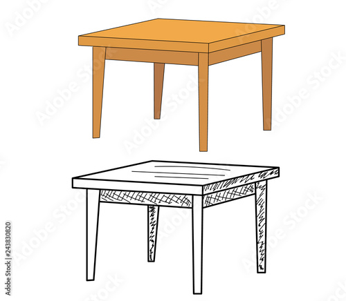 vector, isolated table, sketch of a table