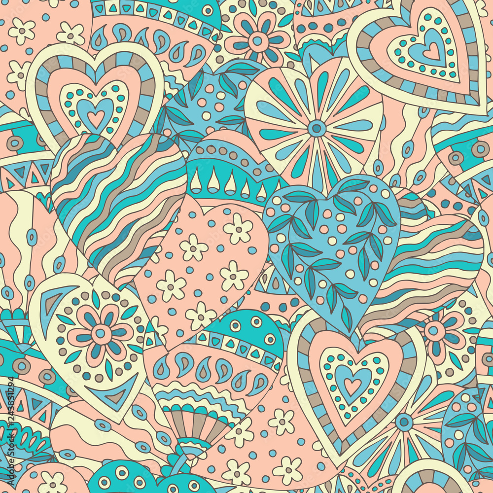 Seamless background of doodle hearts Seamless background of doodle hearts