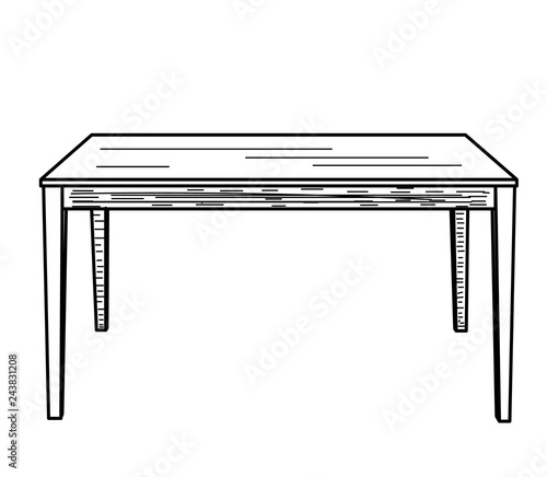 vector, isolated sketch of a table on a white background