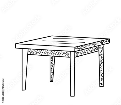 isolated sketch of a table on a white background