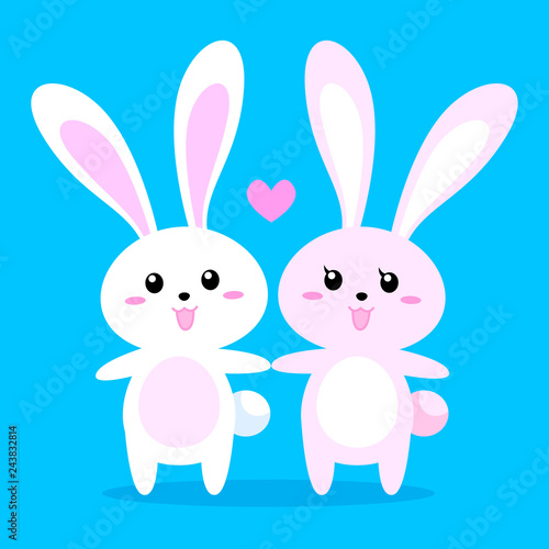 Cartoon cute rabbits lover vector.