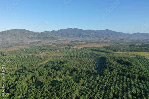Aerial photo countryside and plantations in Thailand 