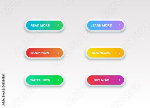 Colorful button set for websites or online usage, vector illustration
