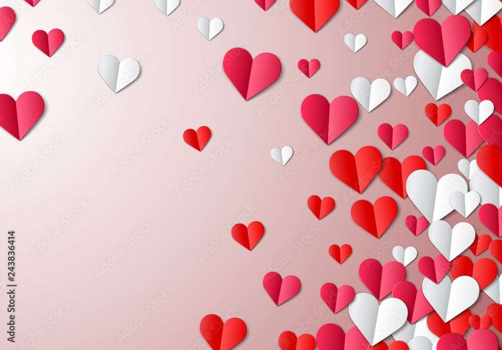 Valentines Day card with cut paper hearts Valentines Day card with cut paper hearts