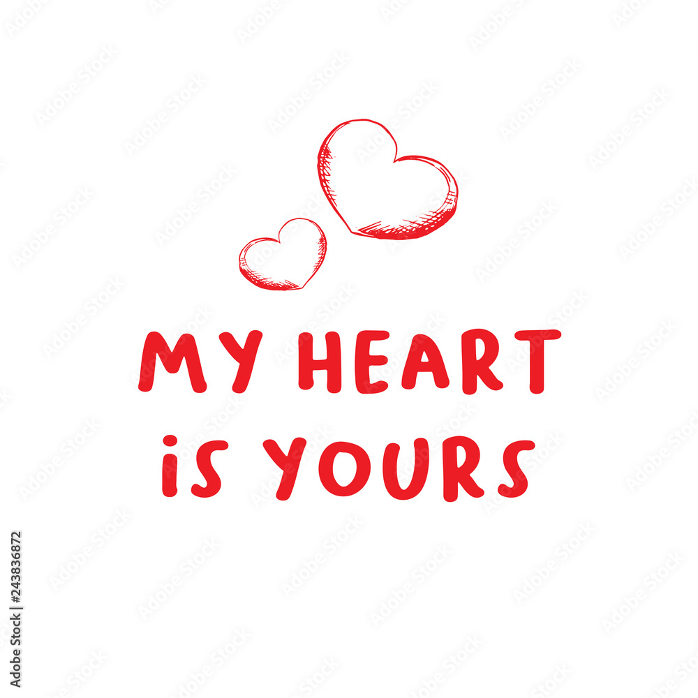 Valentines Day Greeting Card or Poster with Sketch. Laser Cutting File Isolated on White Background. Vector Engraved with Lettering Wishes Love You