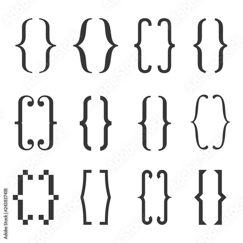 Bracket Curly Set on White Background. Vector