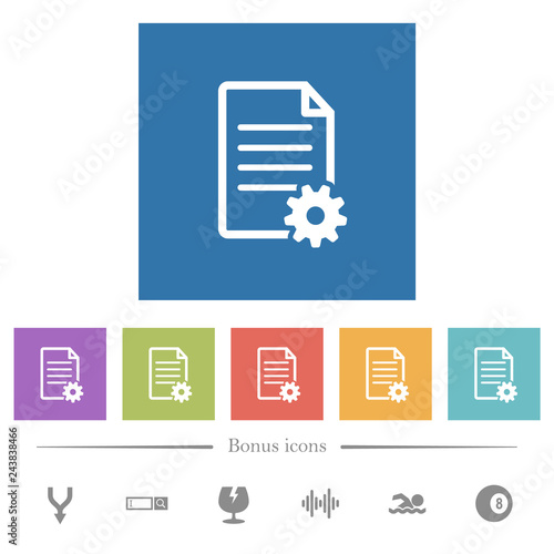 Document setup flat white icons in square backgrounds