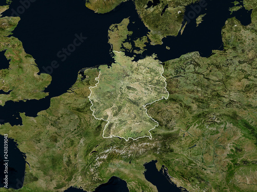 Photo Satellite image of Germany with borders (Isolated imagery of Germany