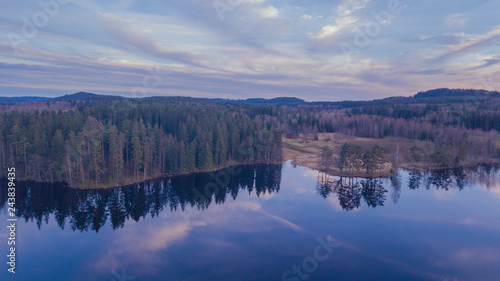 Aerial photography of a lake