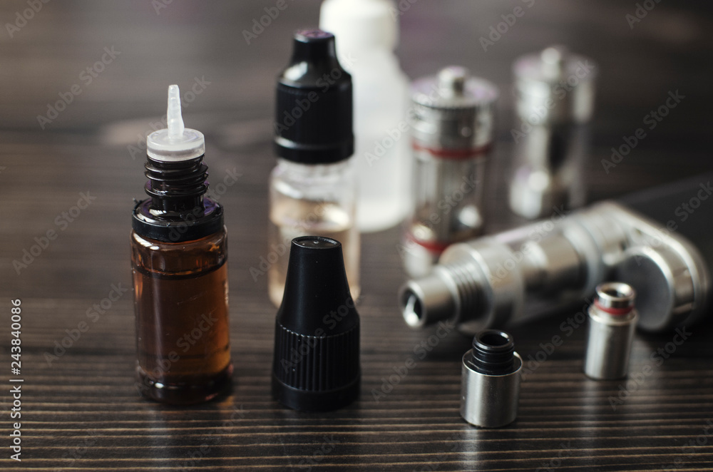 Kit for healthy smoking on wooden background Kit for healthy smoking on wooden background