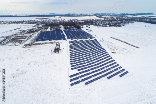 Solar power plant, winter view