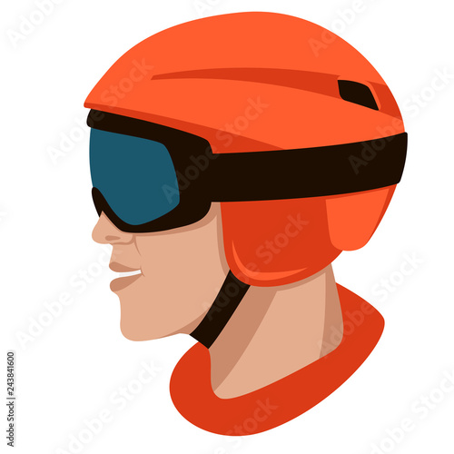 protective helmet ,vector illustration , flat style ,profile 
