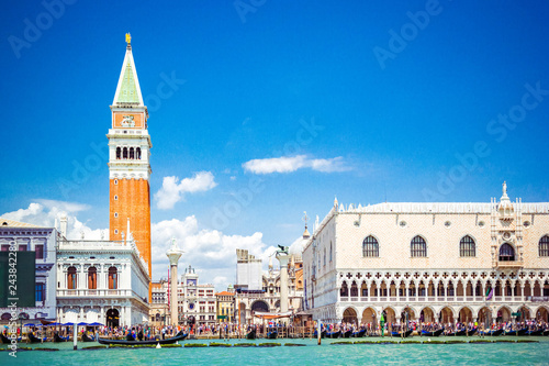 Panoramic view of Venice from Grand Canal - Dodge Palace, Campanile on Piazza San Marco (Saint Mark Square), Venice, Italy © lara-sh