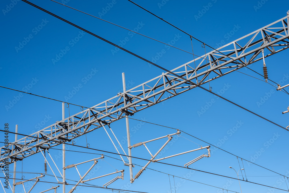 Catenary of an electric train. Catenary of an electric train.